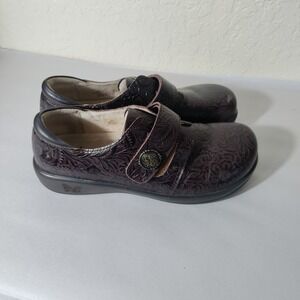 Alegria Joleen Women's Size 39 US 9 Brown Floral Tooled Leather  Shoes